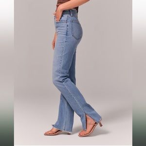 Abercrombie 90s straight ultra high rise jeans with vent hem on ankle, 25 Long